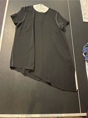 Alfani Black Shift Dress with Cream Piping